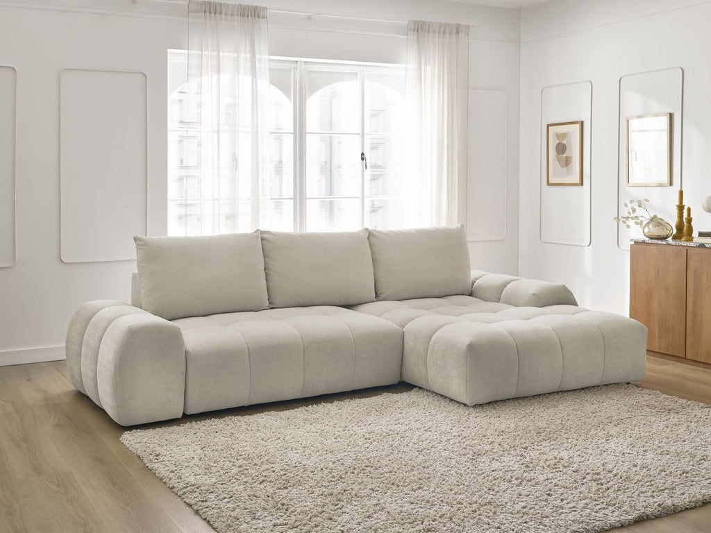 Canapé d'angle convertible coffre EVEREST tissu texturé