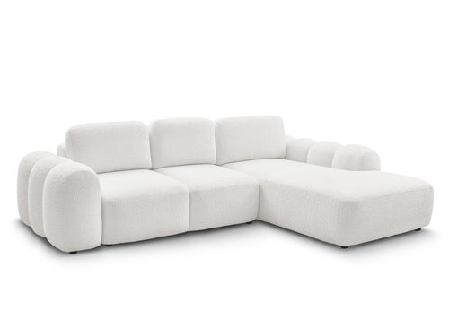 Canapé d'angle convertible coffre grande méridienne MONTAIGNE tissu bouclette