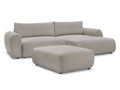 Canapé d'angle convertible coffre LUCIEN gros côtelé doux avec pouf