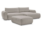 Canapé d'angle convertible coffre LUCIEN gros côtelé doux avec pouf