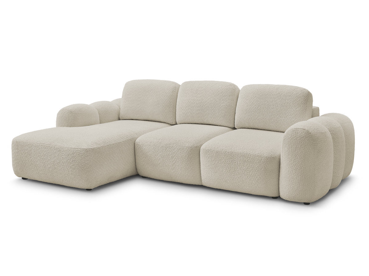 Canapé d'angle convertible coffre MONTAIGNE tissu bouclette