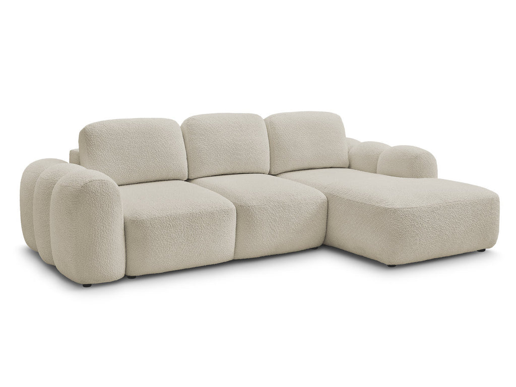 Canapé d'angle convertible coffre MONTAIGNE tissu bouclette