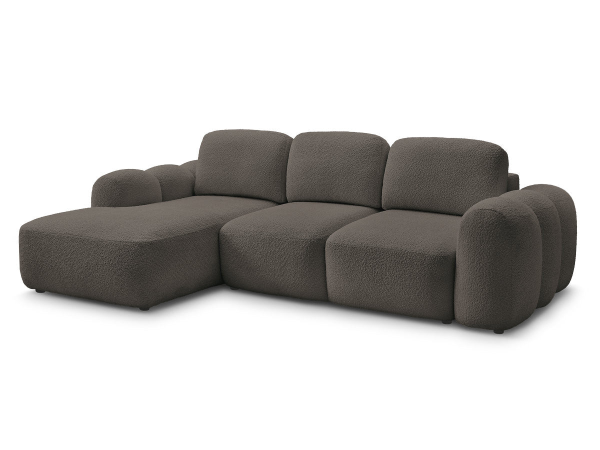 Canapé d'angle convertible coffre MONTAIGNE tissu bouclette