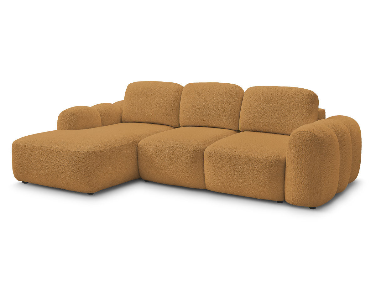 Canapé d'angle convertible coffre MONTAIGNE tissu bouclette