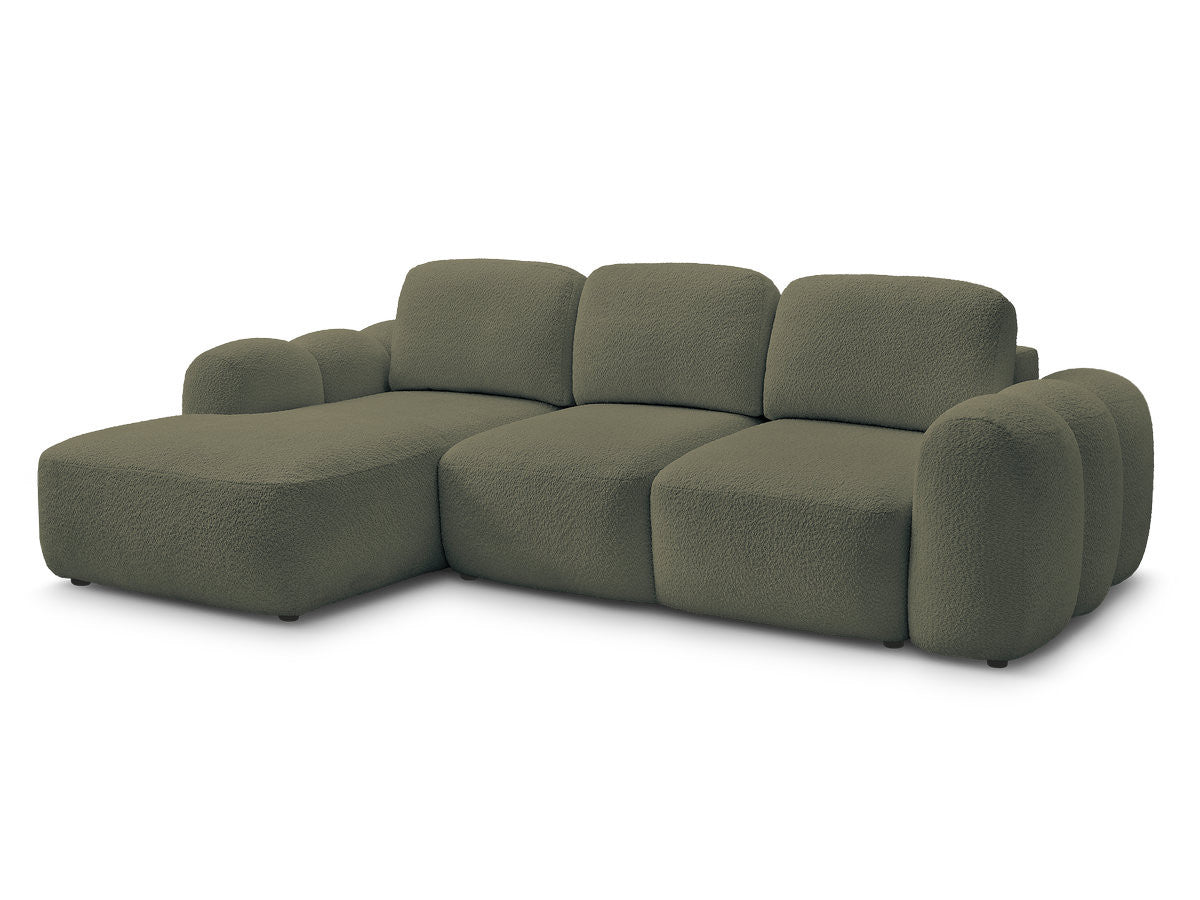 Canapé d'angle convertible coffre MONTAIGNE tissu bouclette