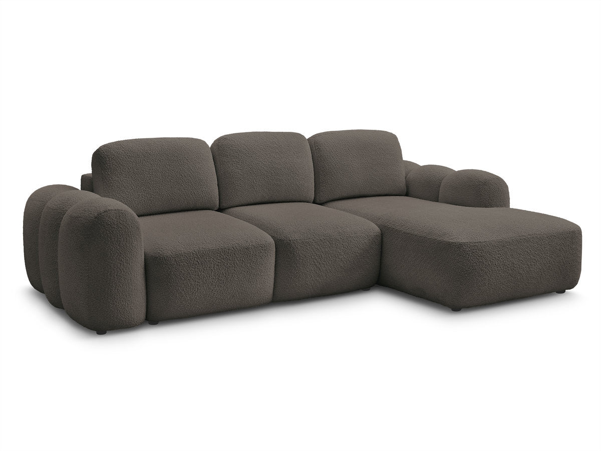 Canapé d'angle convertible coffre MONTAIGNE tissu bouclette