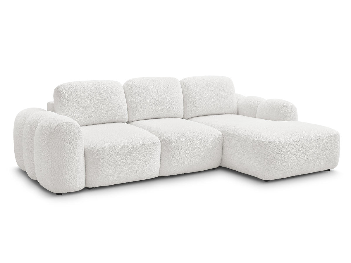 Canapé d'angle convertible coffre MONTAIGNE tissu bouclette