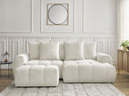 Canapé d'angle convertible coffre ROXELANE tissu chiné avec pouf
