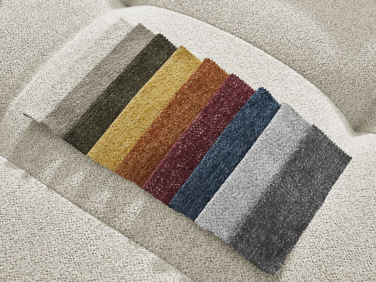 Canapé d'angle convertible coffre ROXELANE tissu chiné avec pouf
