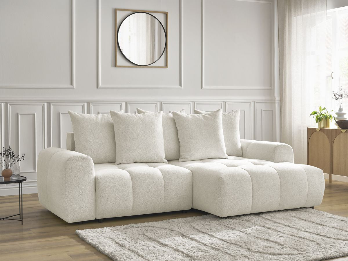 Canapé d'angle convertible coffre ROXELANE tissu chiné
