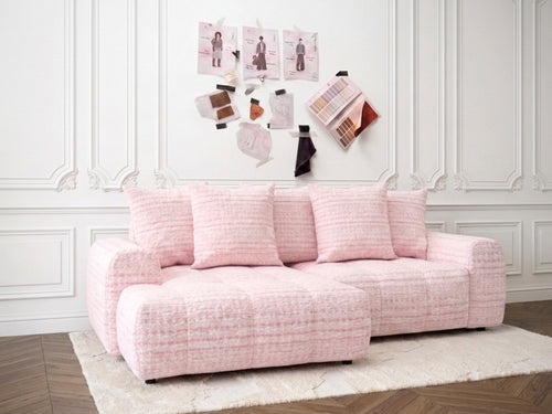 Canapé d'angle droit convertible coffre ROXELANE tissu tweed