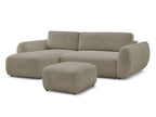 Canapé d'angle convertible DENISE tissu texturé avec pouf