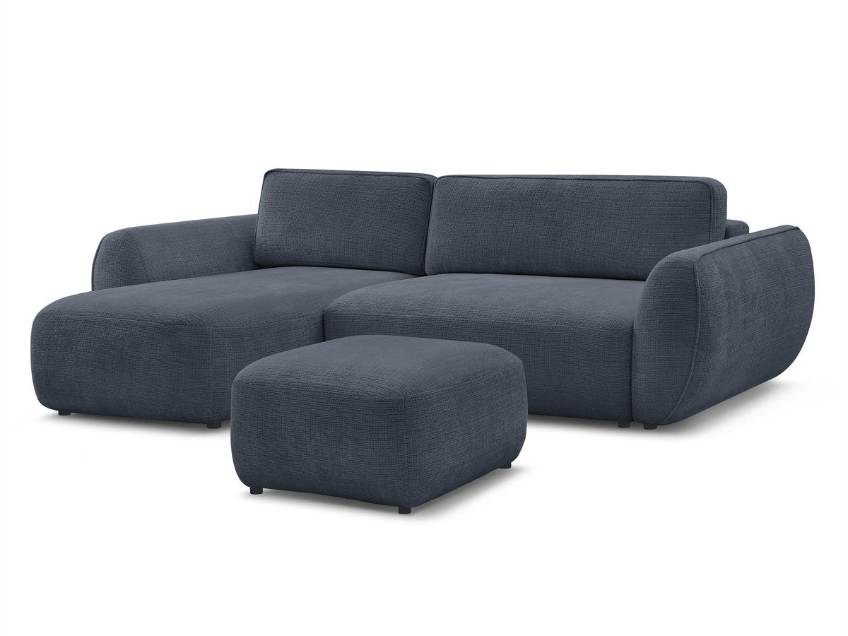 Canapé d'angle convertible DENISE tissu texturé avec pouf