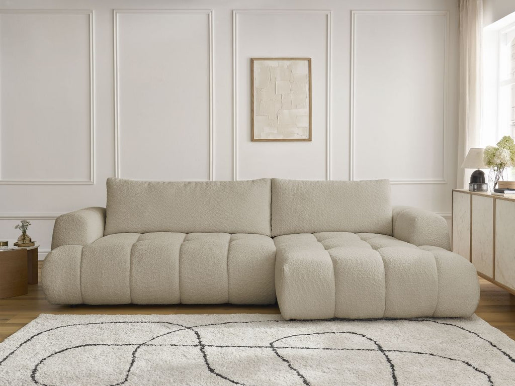 Canapé d'angle convertible FUJI tissu bouclette
