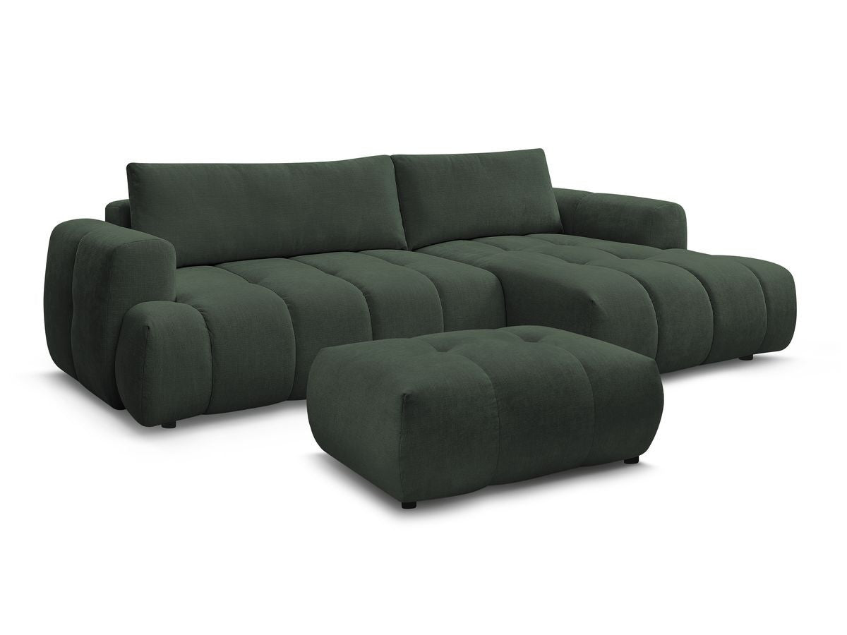 Canapé d'angle convertible FUJI tissu lisse avec pouf