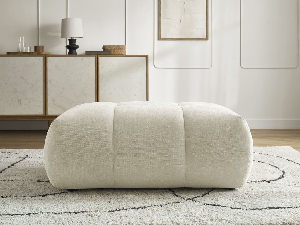 Canapé d'angle convertible FUJI tissu lisse avec pouf
