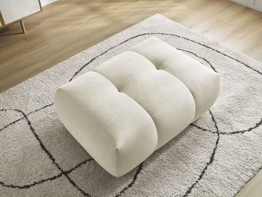Canapé d'angle convertible FUJI tissu lisse avec pouf