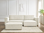 Canapé d'angle convertible réversible coffre CHELSEA gros côtelé doux avec pouf