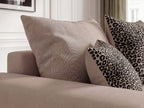 Canapé d'angle convertible réversible coffre SIDONIE avec coussins à motif léopard