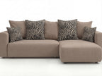 Canapé d'angle convertible réversible coffre SIDONIE avec coussins à motif léopard