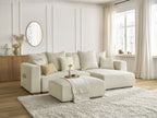 Canapé d'angle convertible réversible coffre SIDONIE velours côtelé avec pouf