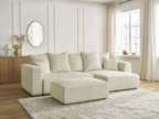 Canapé d'angle convertible réversible coffre SIDONIE velours côtelé avec pouf