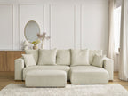 Canapé d'angle convertible réversible coffre SIDONIE velours côtelé avec pouf
