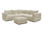 Canapé d'angle fixe ERNEST tissu bouclette avec pouf