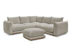 Canapé d'angle fixe ERNEST tissu bouclette avec pouf