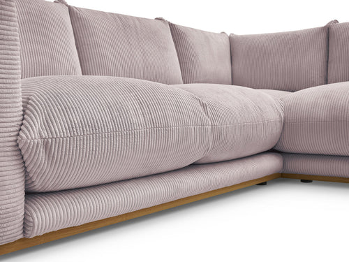 Canapé d'angle fixe ERNEST tissu velours côtelé avec pouf