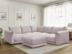 Canapé d'angle fixe ERNEST tissu velours côtelé avec pouf