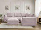 Canapé d'angle fixe ERNEST tissu velours côtelé avec pouf