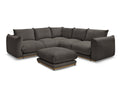 Canapé d'angle fixe ERNEST tissu velours côtelé avec pouf