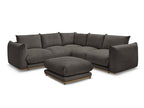 Canapé d'angle fixe ERNEST tissu velours côtelé avec pouf