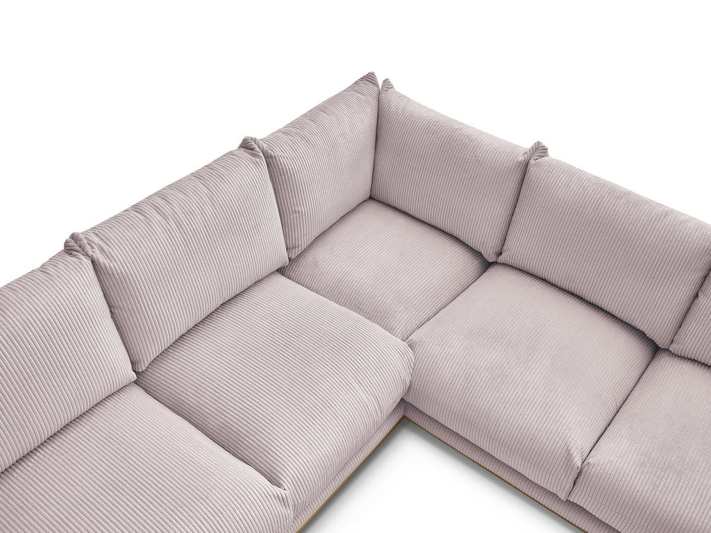 Canapé d'angle fixe ERNEST tissu velours côtelé avec pouf
