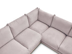 Canapé d'angle fixe ERNEST tissu velours côtelé avec pouf