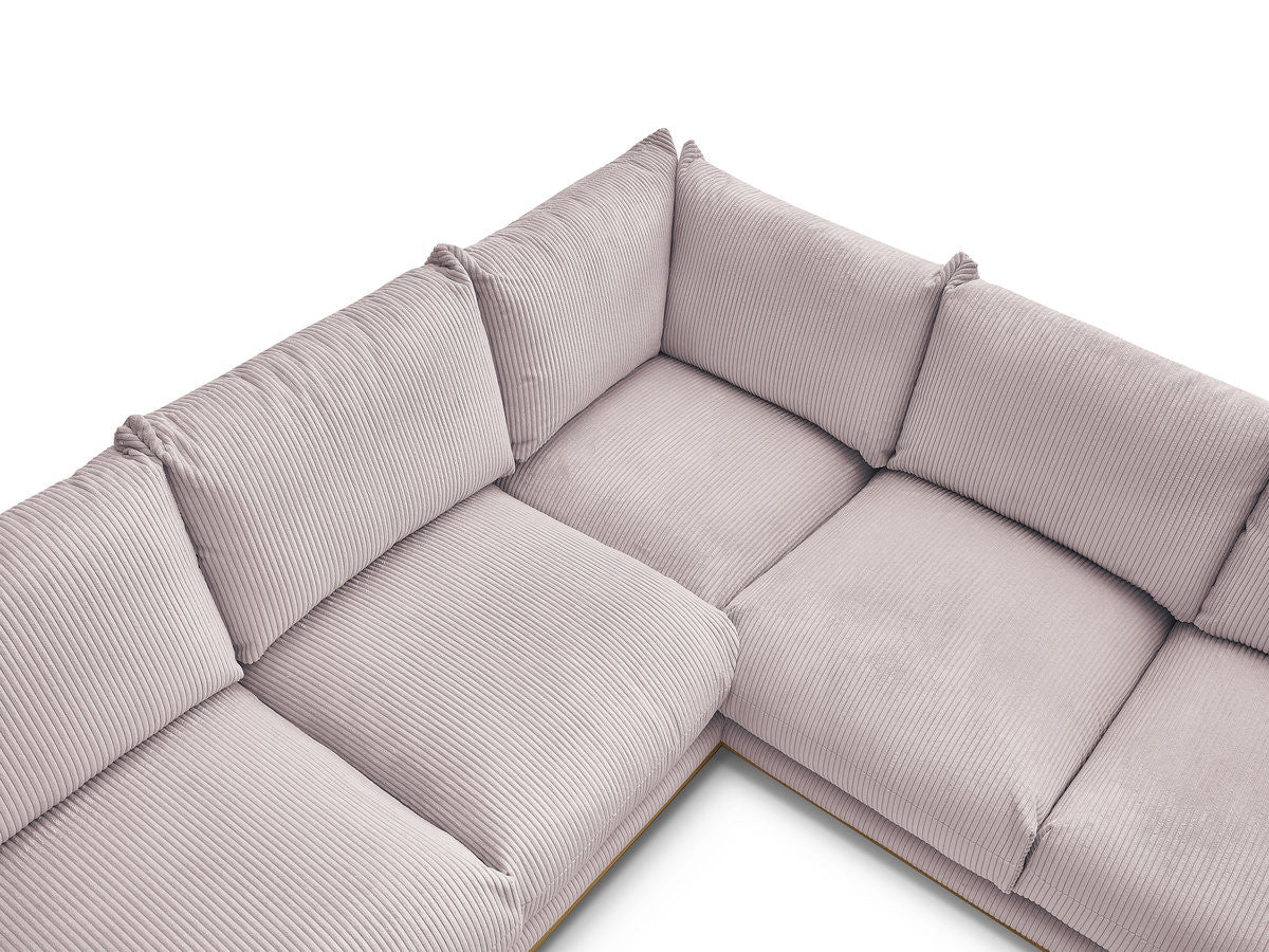 Canapé d'angle fixe ERNEST tissu velours côtelé avec pouf