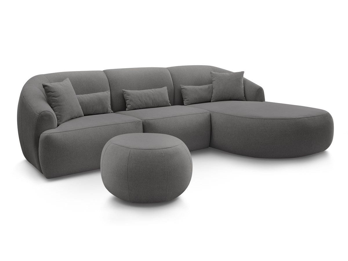 Canapé d'angle fixe ALESIA avec pouf tissu chiné