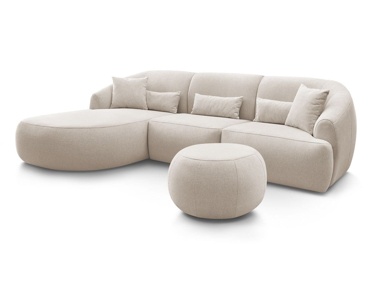 Canapé d'angle fixe ALESIA avec pouf tissu chiné