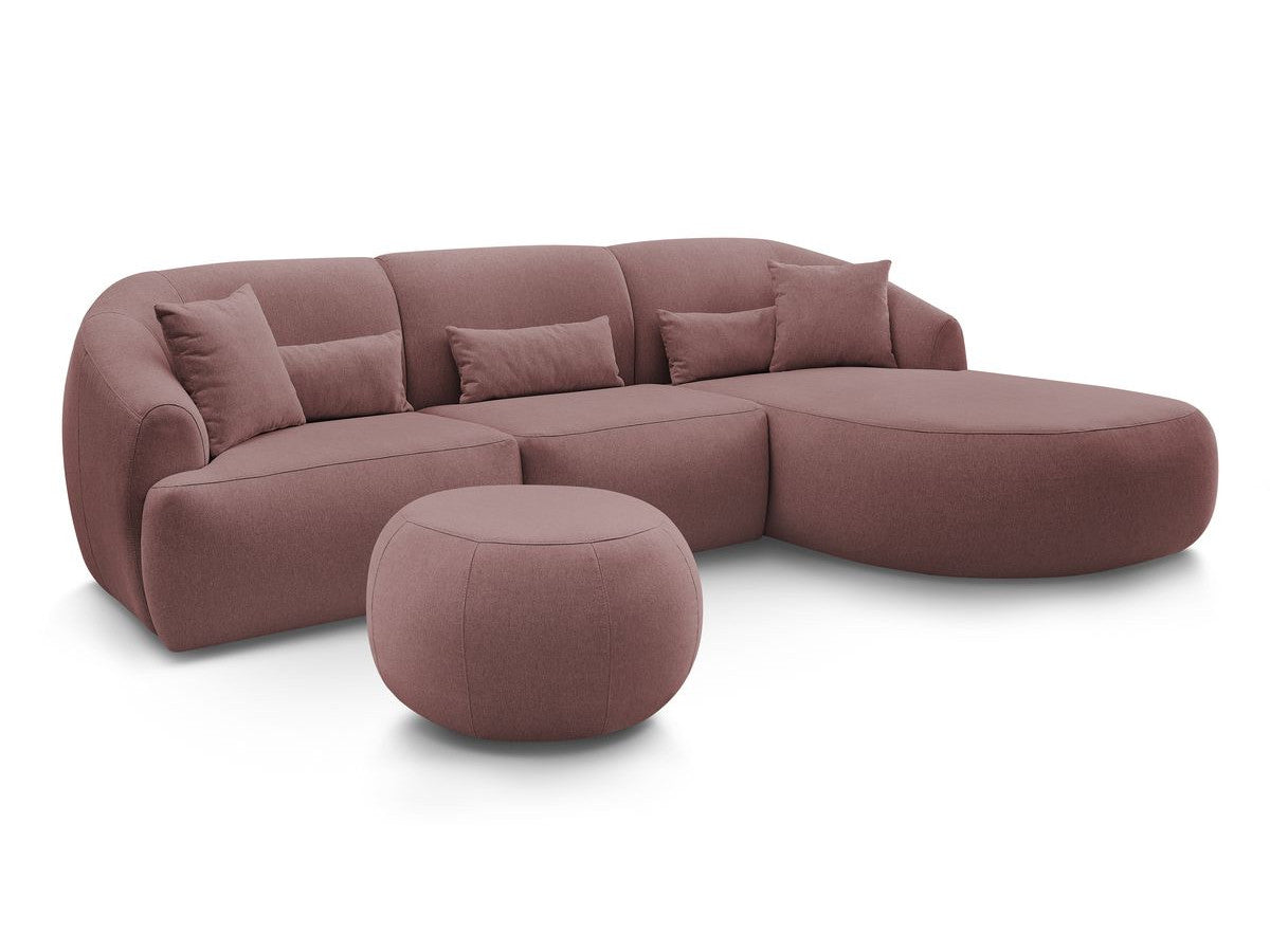 Canapé d'angle fixe ALESIA avec pouf tissu chiné