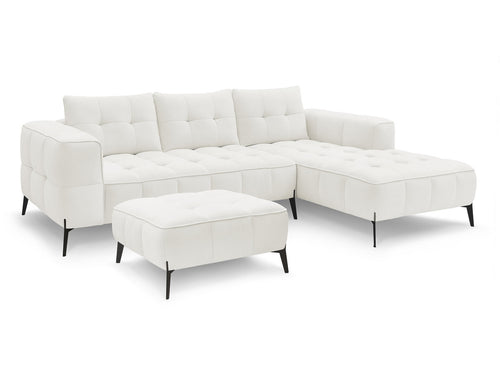 Canapé d'angle fixe ANIS tissu texturé avec pouf