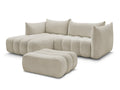 Canapé d'angle fixe AZRA tissu bouclette avec pouf