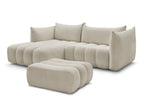 Canapé d'angle fixe AZRA tissu bouclette avec pouf