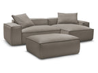 Canapé d'angle réversible ultra moelleux BOHEME velours côtelé avec pouf
