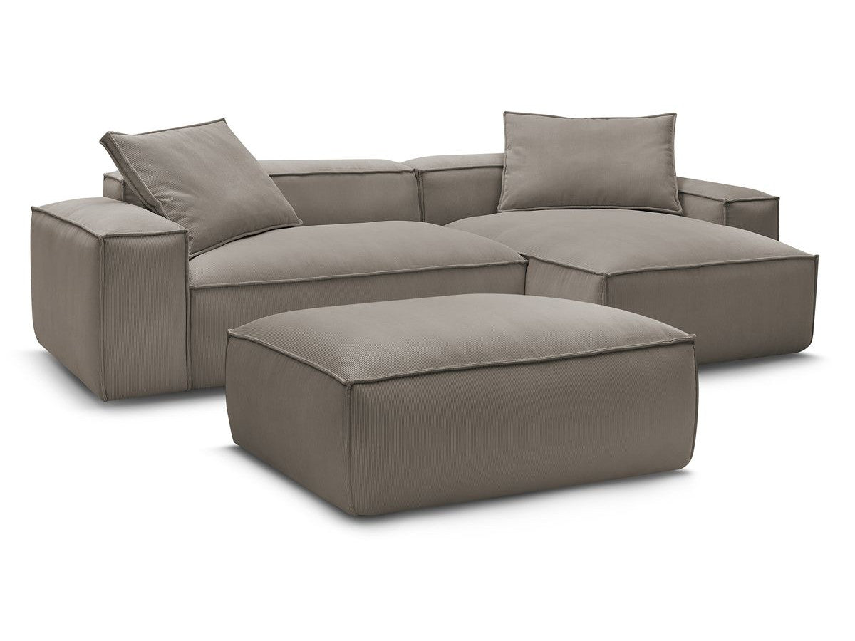 Canapé d'angle réversible ultra moelleux BOHEME velours côtelé avec pouf