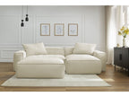 Canapé d'angle réversible ultra moelleux BOHEME velours côtelé avec pouf