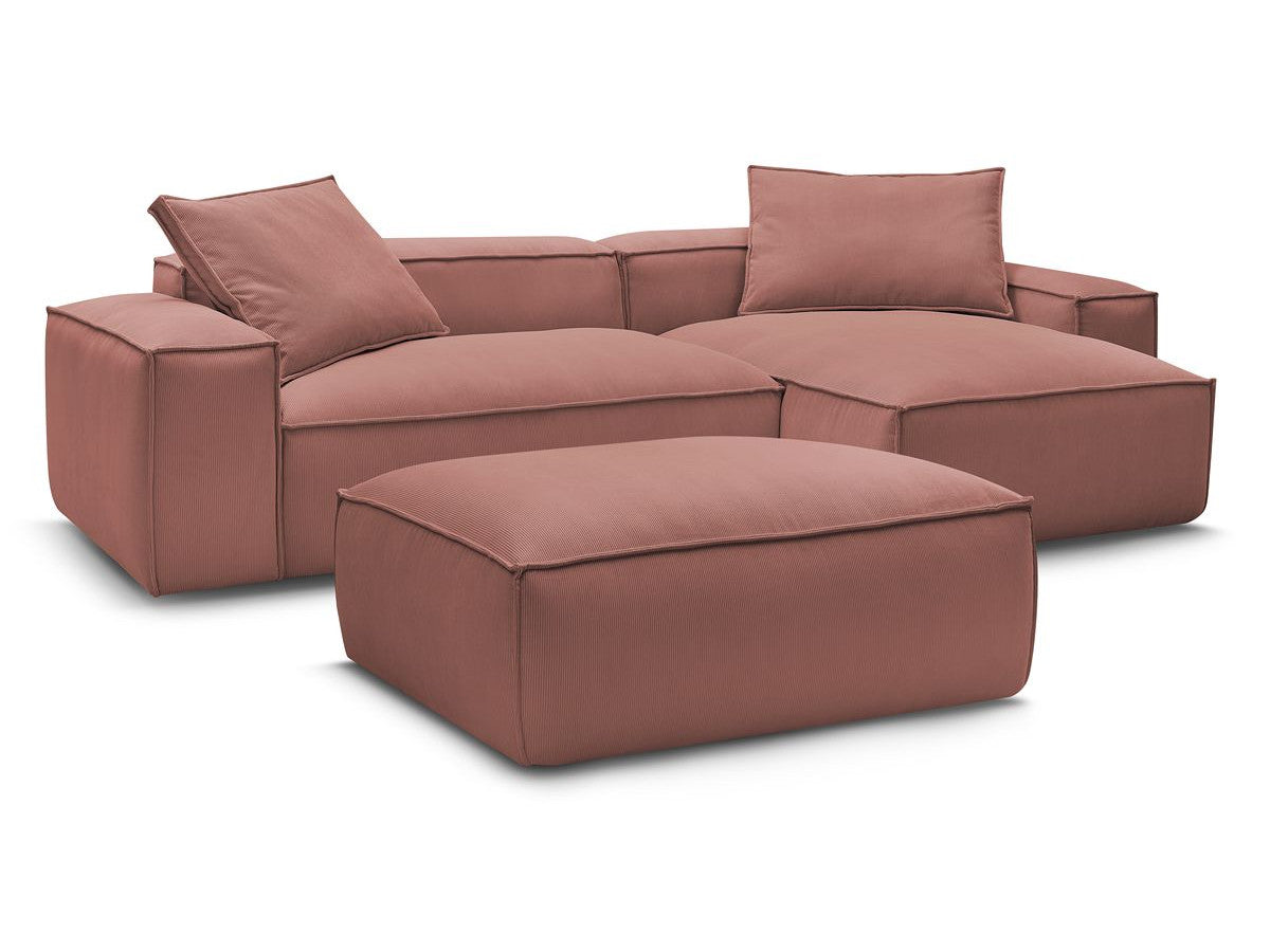 Canapé d'angle réversible ultra moelleux BOHEME velours côtelé avec pouf
