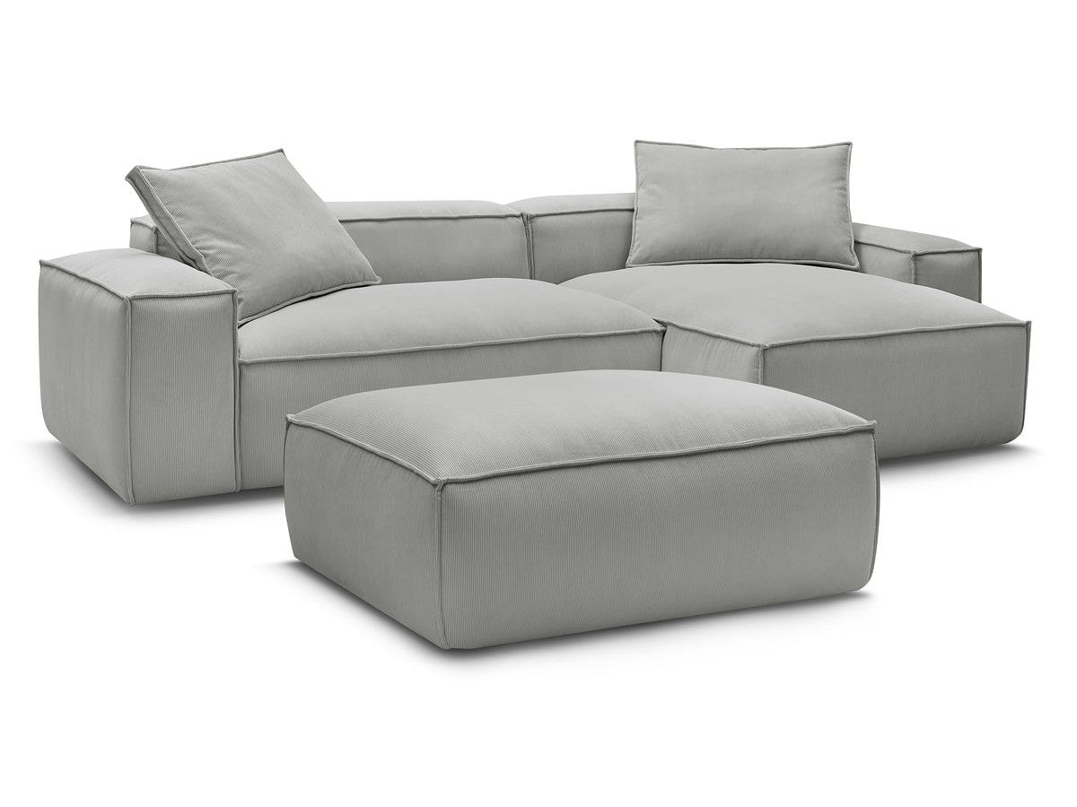 Canapé d'angle réversible ultra moelleux BOHEME velours côtelé avec pouf