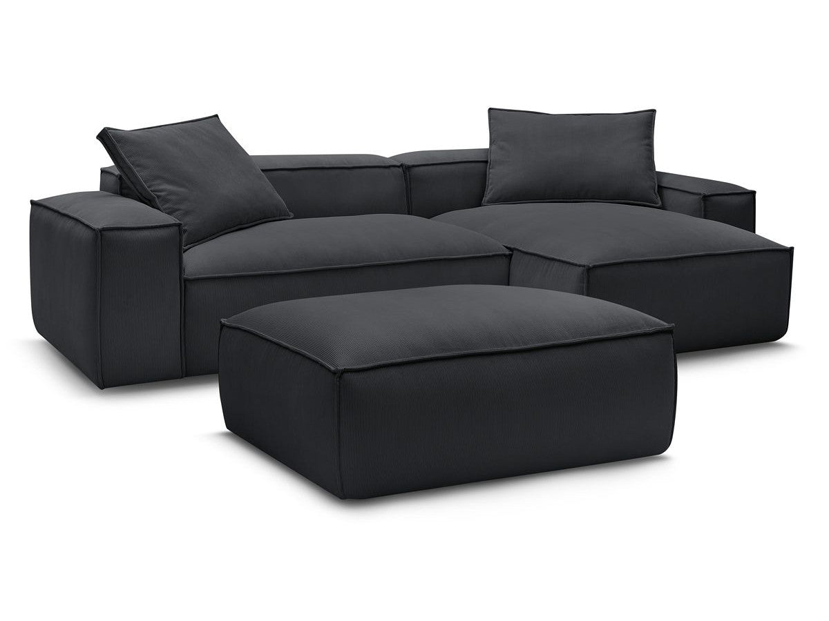 Canapé d'angle réversible ultra moelleux BOHEME velours côtelé avec pouf