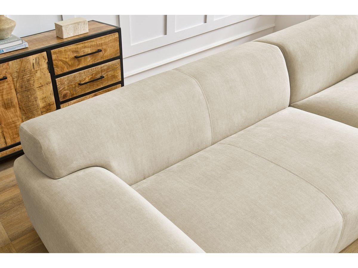 Canapé d'angle fixe compact LAVENA tissu velours